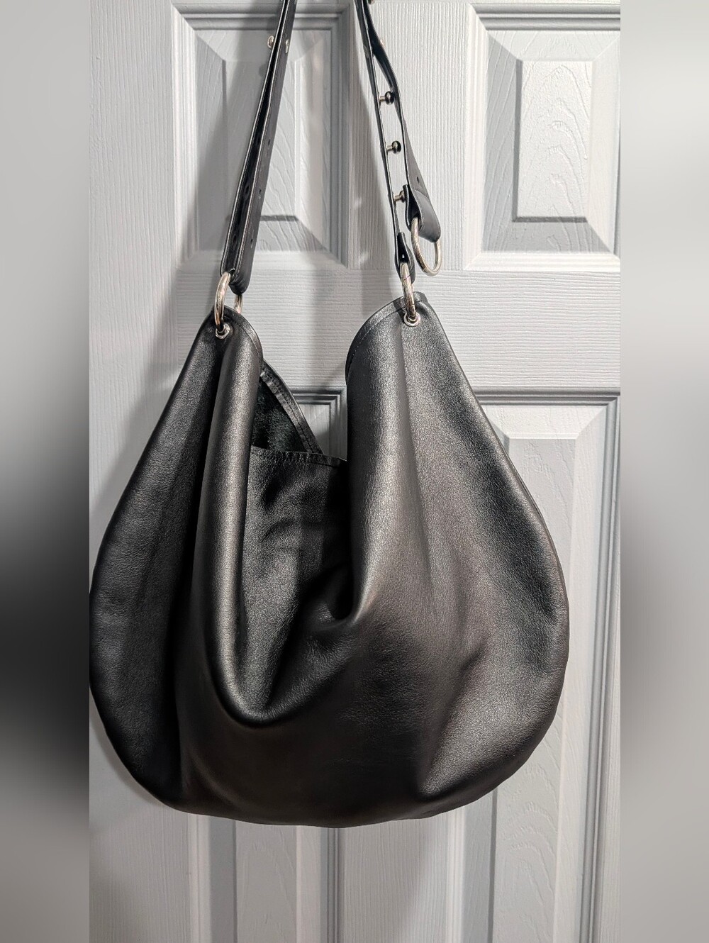 Sonya Lee Francesca Grande Black Leather Hobo Bag Slow Fashion